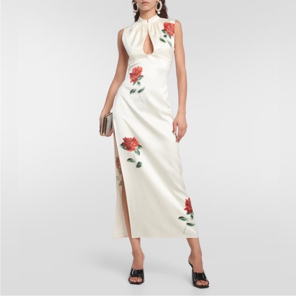 Magda Butrym Rose Stamped Ivory Midi Dress